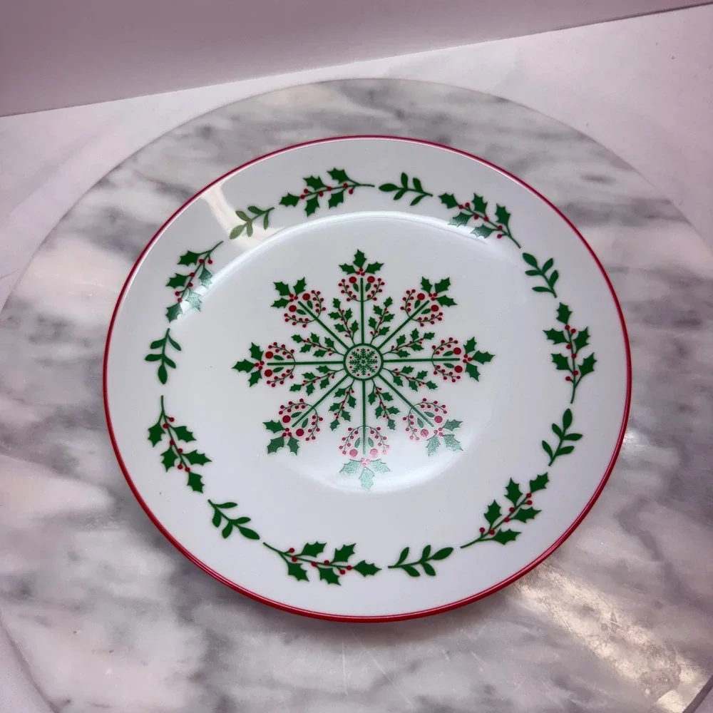 Bee & Willow Christmas Salad App Plates Set of 3 Reindeer Snowflake Tree‎ 7 Inch